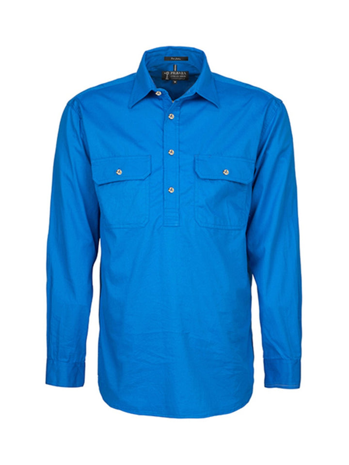 Ritemate Mens Pilbara Closed Front L/s Shirt Rm200cf [clr:azure Sz:6xl]