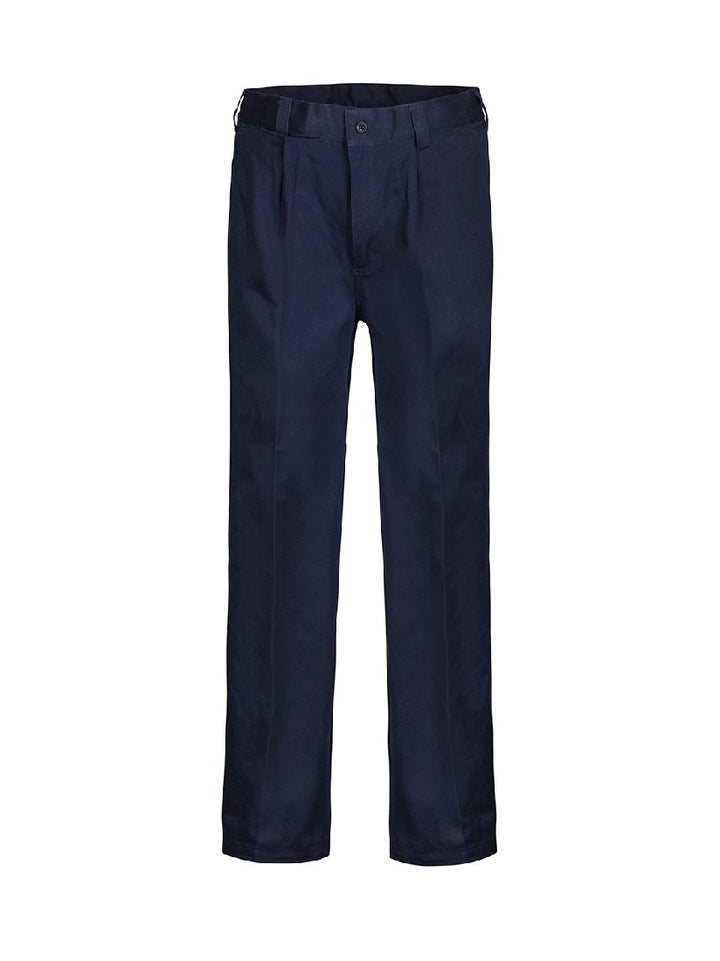 WORKCRAFT SINGLE PLEAT COTTON PANT LONG