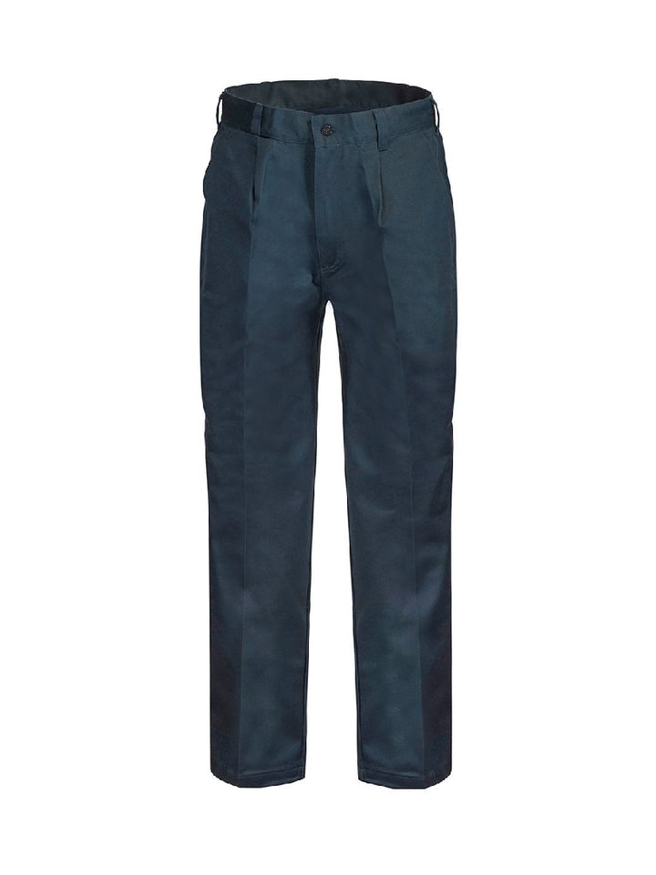 WORKCRAFT SINGLE PLEAT COTTON PANT LONG