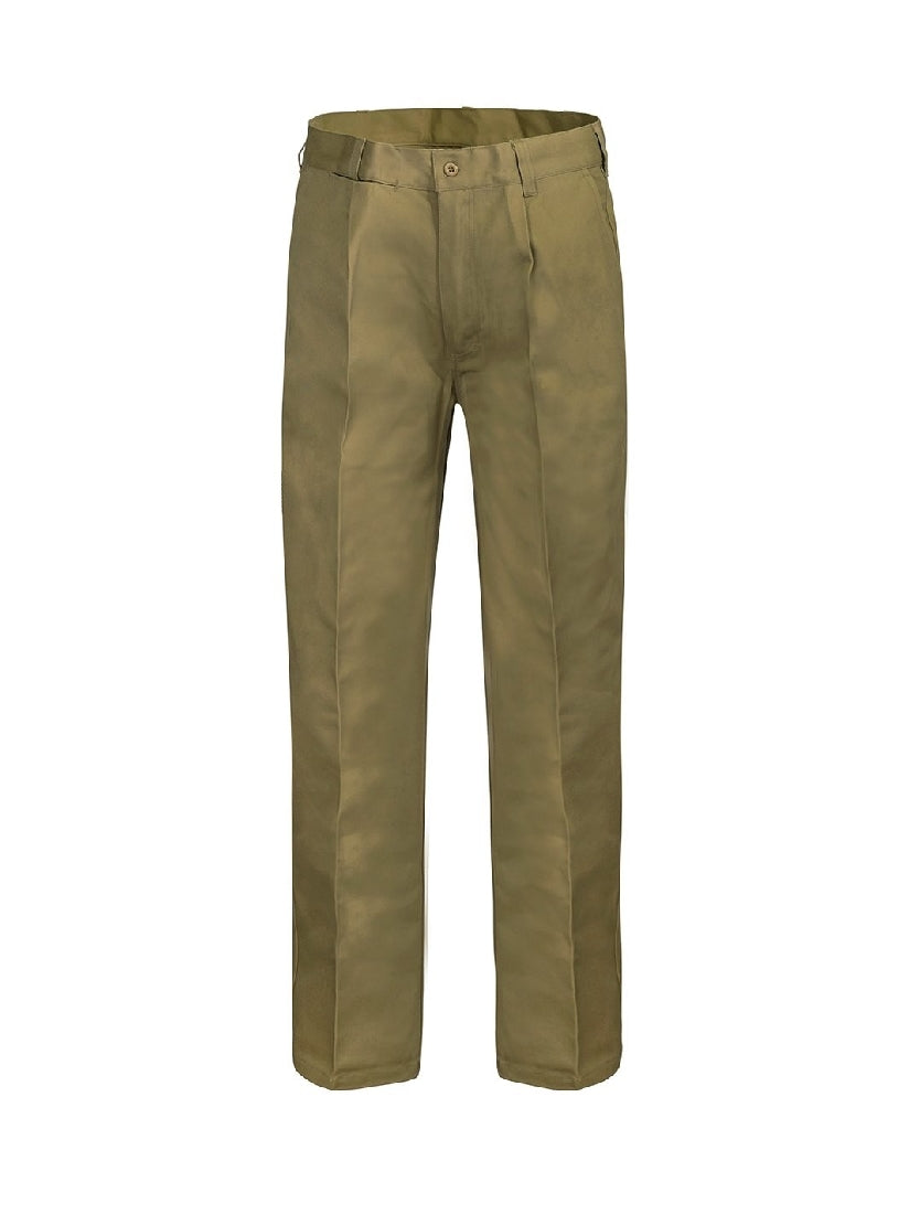 WORKCRAFT SINGLE PLEAT COTTON PANT LONG
