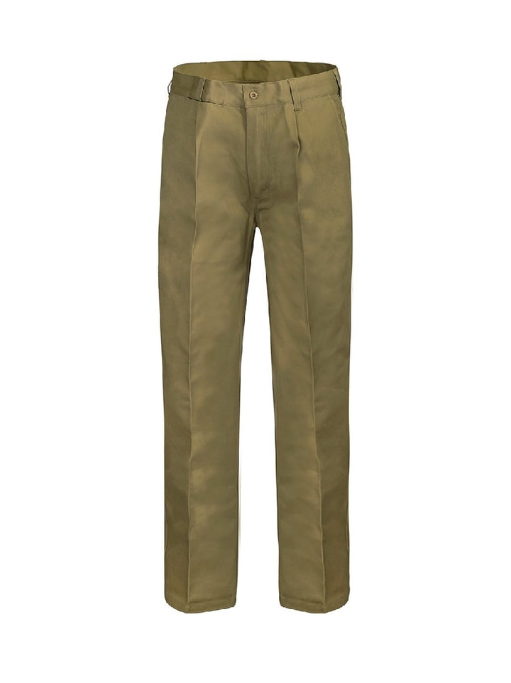 WORKCRAFT SINGLE PLEAT COTTON PANT LONG