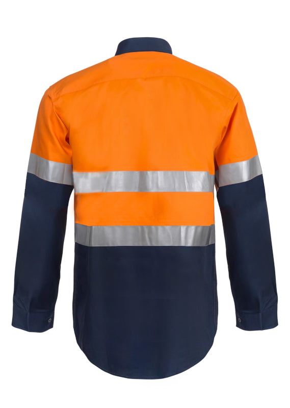 WORKCRAFT TWO TONE L/S SHIRT IND TAPE WS3028