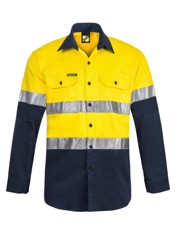WORKCRAFT TWO TONE L/S SHIRT IND TAPE WS3028