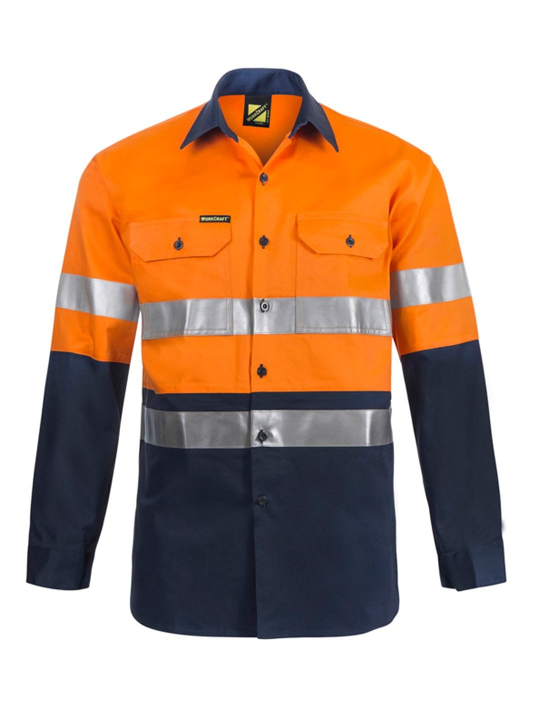 Workcraft Two Tone L/s Shirt Ind Tape [clr:navy/orange Sz:5xl]