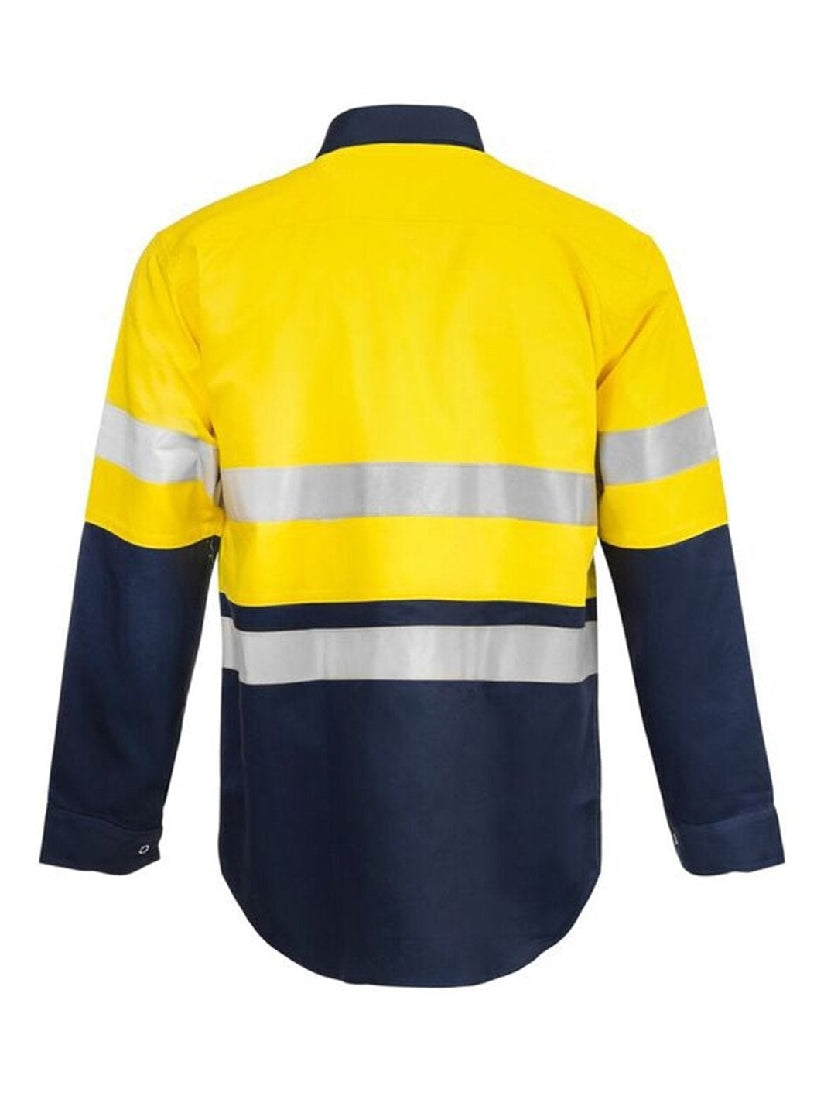 WorkCraft Hi Vis Two Tone Cotton Drill Shirt w/Press Studs WS3063