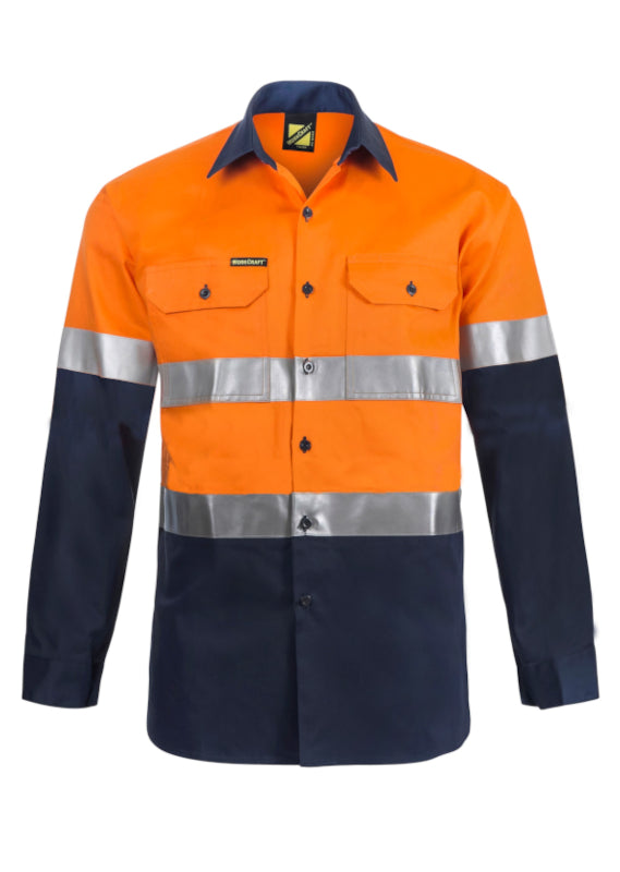 WORKCRAFT TWO TONE L/S SHIRT W CSR TAPE WS4000