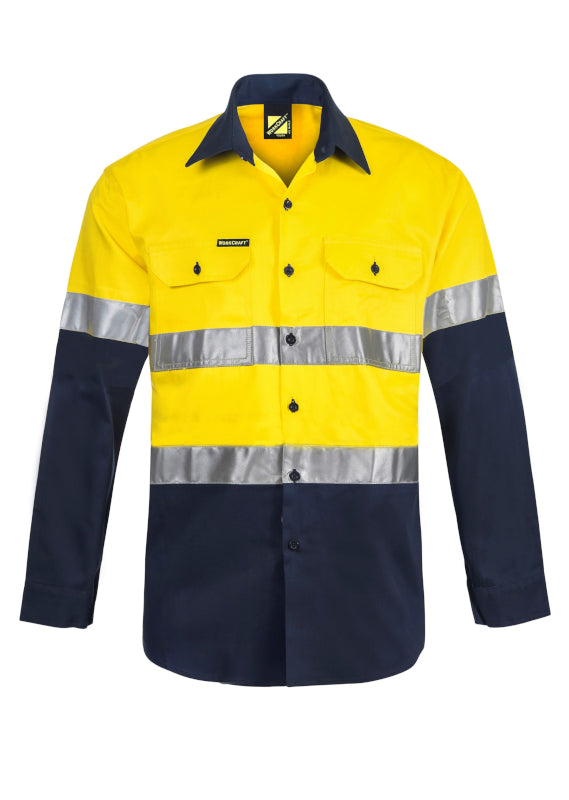WORKCRAFT TWO TONE L/S SHIRT W CSR TAPE WS4000