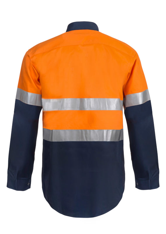 WORKCRAFT TWO TONE L/S SHIRT W CSR TAPE WS4000