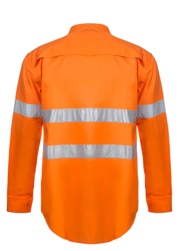 Work Craft Hi Vis CSR Taped Lightweight L/S Shirt WS4131 [CLR:Orange SZ:XS]