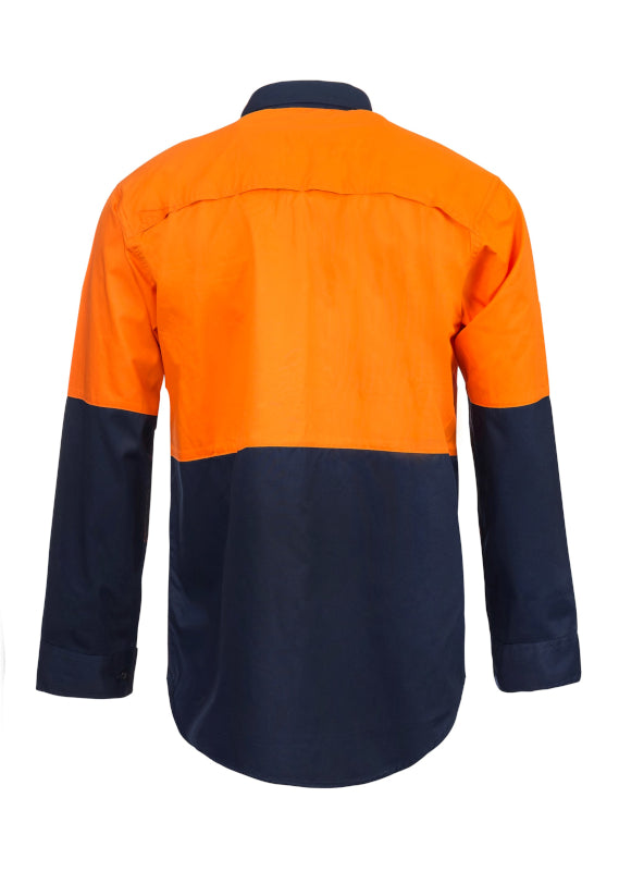 Work Craft Hi Vis Two Tone Lightweight Cotton Shirt LS WS4247
