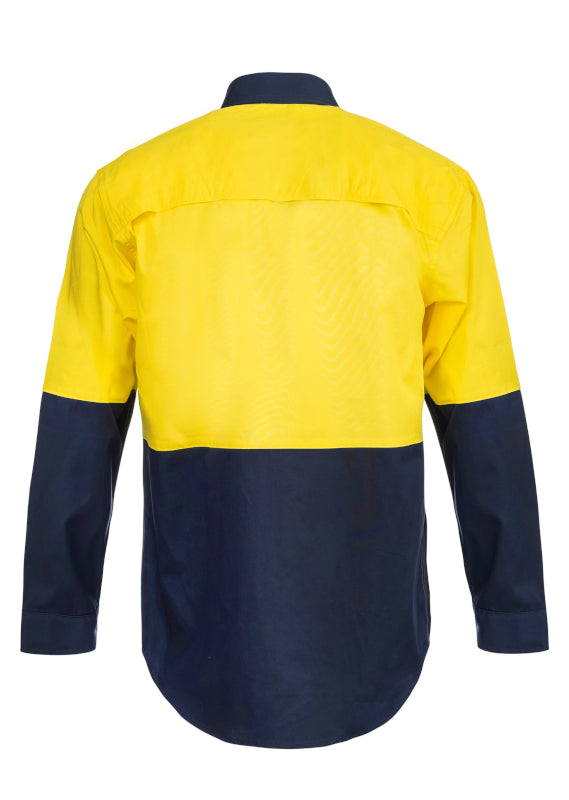 Work Craft Hi Vis Two Tone Lightweight Cotton Shirt LS WS4247