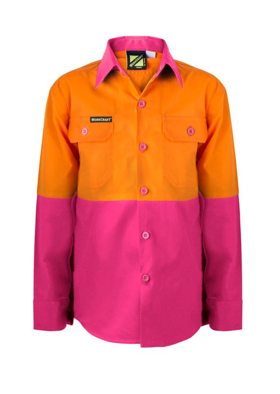 Work Craft Kids Hi-Vis Shirt L/Sleeve WSK127