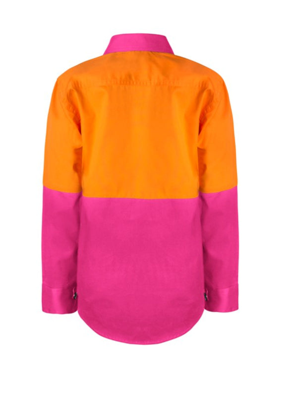 Work Craft Kids Hi-Vis Shirt L/Sleeve WSK127