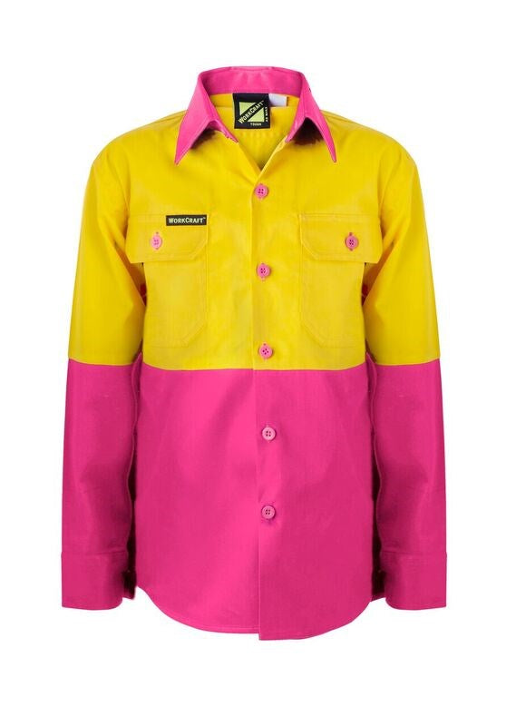 Work Craft Kids Hi-Vis Shirt L/Sleeve WSK127