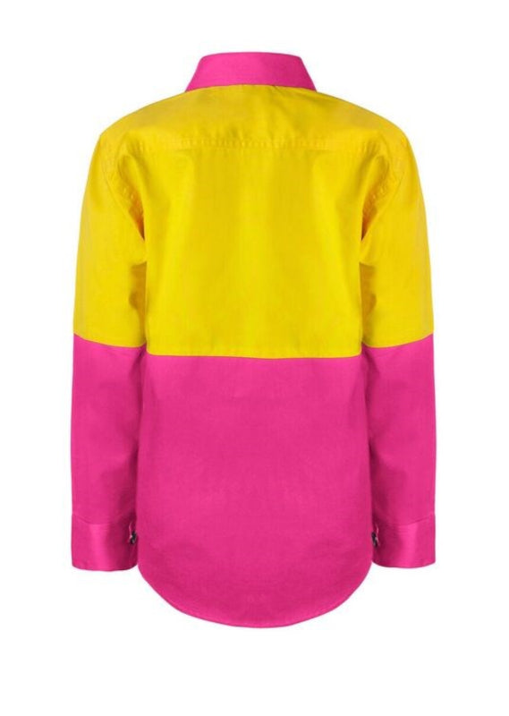 Work Craft Kids Hi-Vis Shirt L/Sleeve WSK127