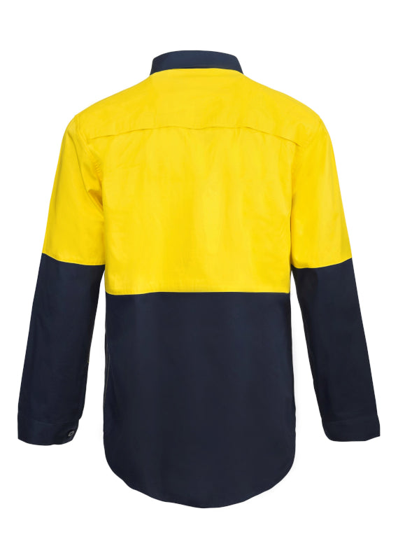 Workcraft Hi Vis Two Tone Lightweight Vented Shirt Ls Ws4255 [clr:green/yellow Sz:xs]