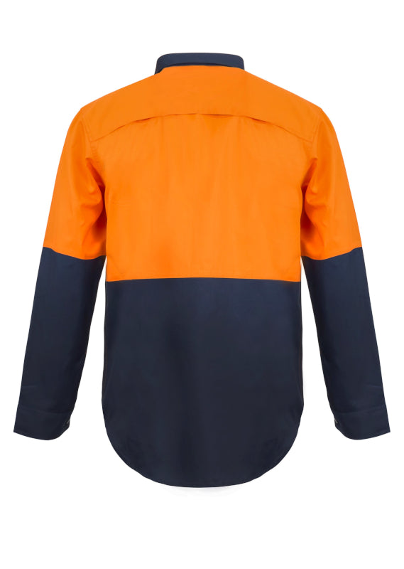 Workcraft Hi Vis Two Tone Lightweight Vented Shirt Ls Ws4255 [clr:green/yellow Sz:xs]