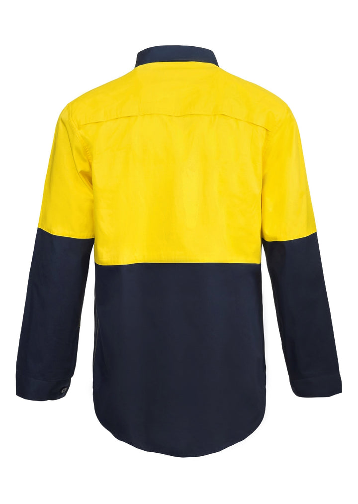 Workcraft Hi Vis Two Tone Lightweight Vented Shirt Ls Ws4255 [clr:navy/yellow Sz:8xl]