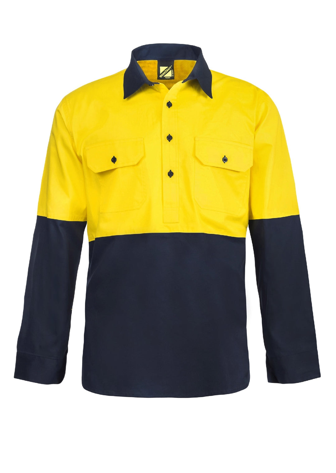 Workcraft Hi Vis Two Tone Lightweight Vented Shirt Ls Ws4255 [clr:navy/yellow Sz:8xl]