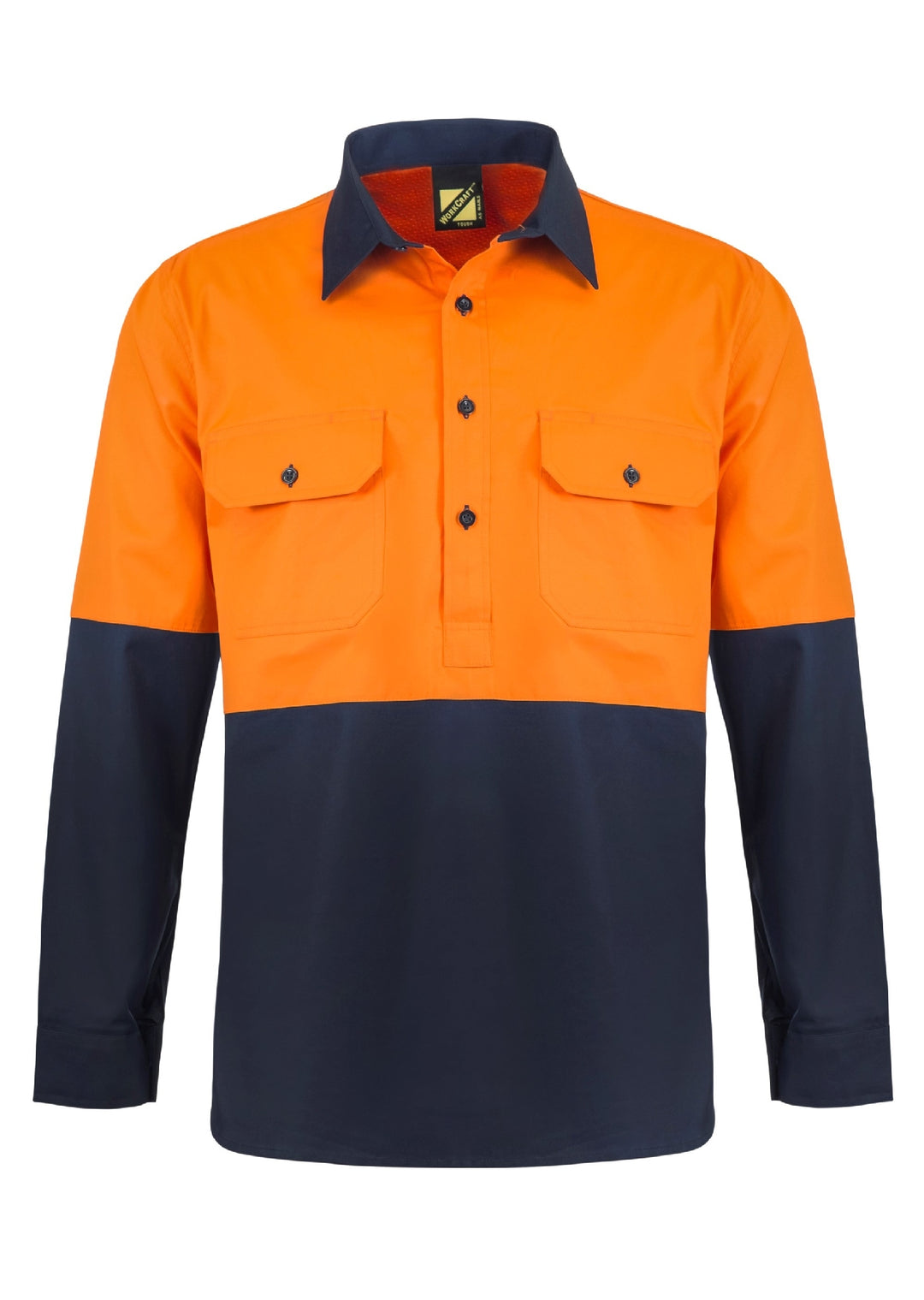 Workcraft Hi Vis Two Tone Lightweight Vented Shirt Ls Ws4255 [clr:navy/yellow Sz:8xl]