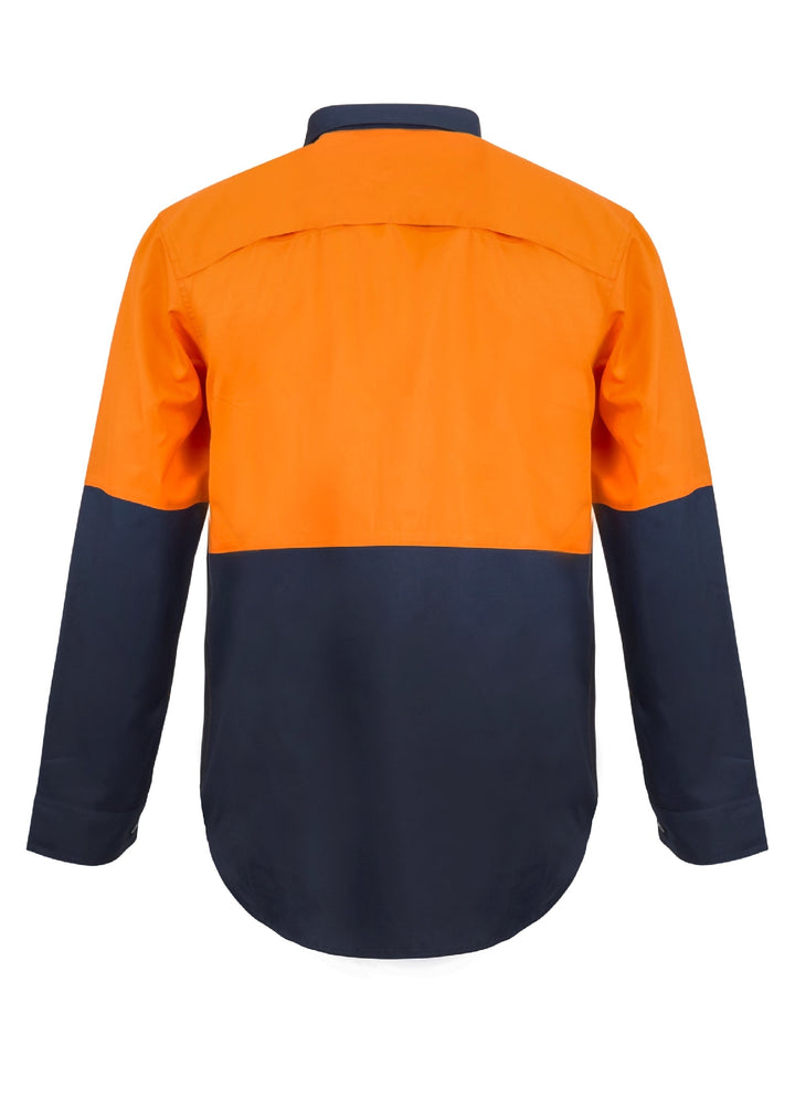 Workcraft Hi Vis Two Tone Lightweight Vented Shirt Ls Ws4255 [clr:navy/yellow Sz:8xl]