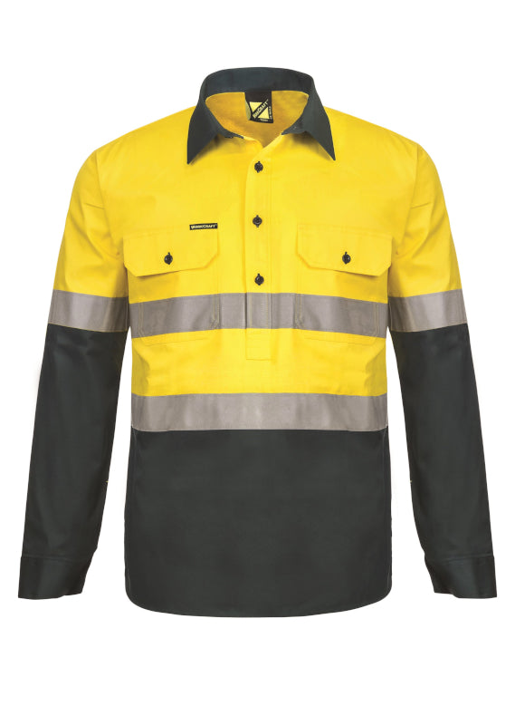 WorkCraft Hi Vis Taped Two Tone Shirt w/ Semi Gusset WS6032