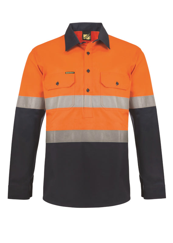 WorkCraft Hi Vis Taped Two Tone Shirt w/ Semi Gusset WS6032