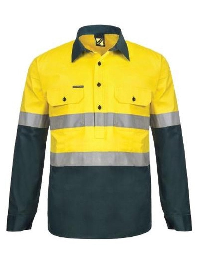 WorkCraft Hi Vis Taped Two Tone Shirt w/ Semi Gusset WS6032