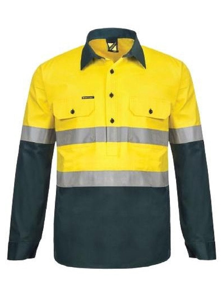 WorkCraft Hi Vis Taped Two Tone Shirt w/ Semi Gusset WS6032