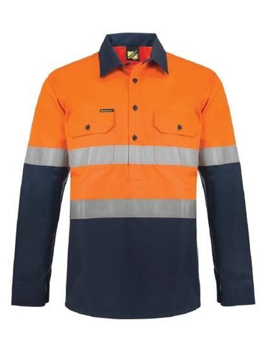 Work Craft Hybrid Shirt W/crs Tape Ws6031 [clr:navy/orange Sz:8xl]