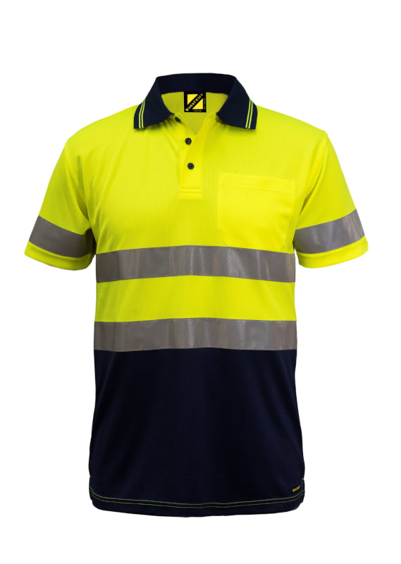 Work Craft Hi Vis CSR Taped Micromesh SS Polo WSP410 [CLR:Navy/Orange SZ:XS]