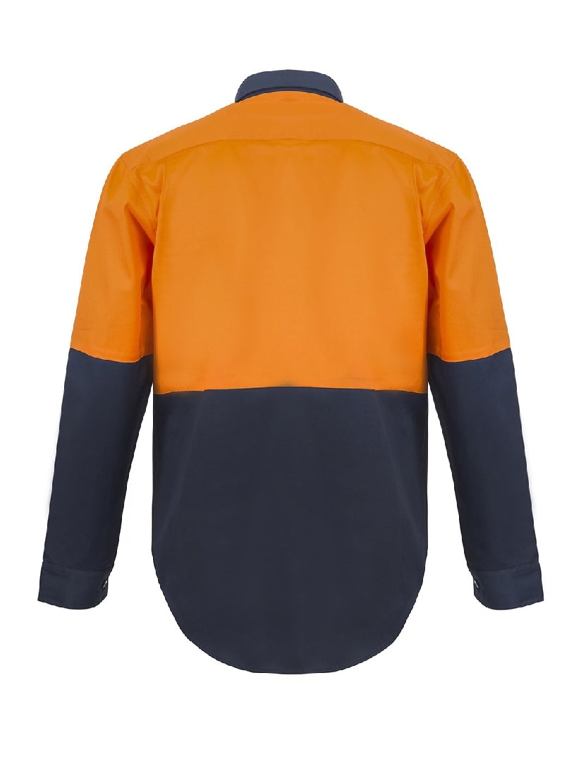 WORKCRAFT HI VIS CLOSED FRONT SHIRT- LS WS4256