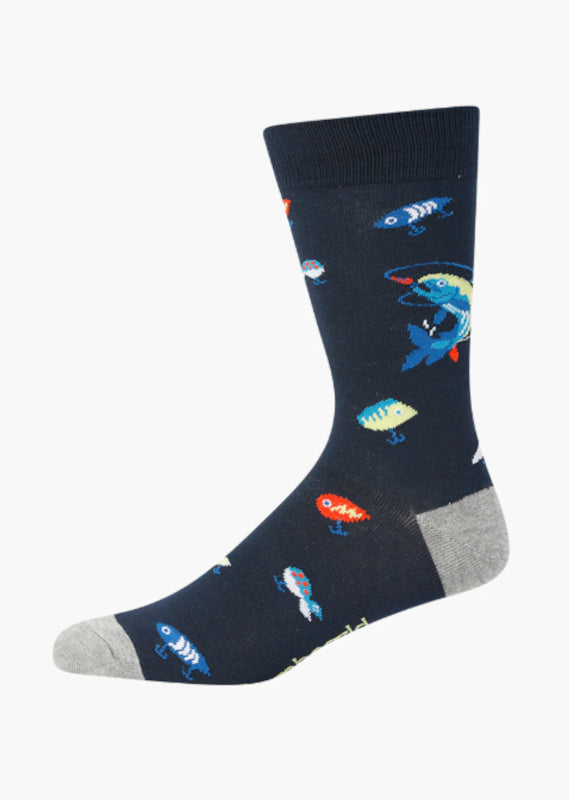 Bamboozld Mens Fishing Bamboo Socks - Navy [SZ:7-11]