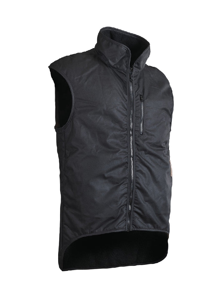 Styx Mill Oilskin Fur Lined Vest - Black