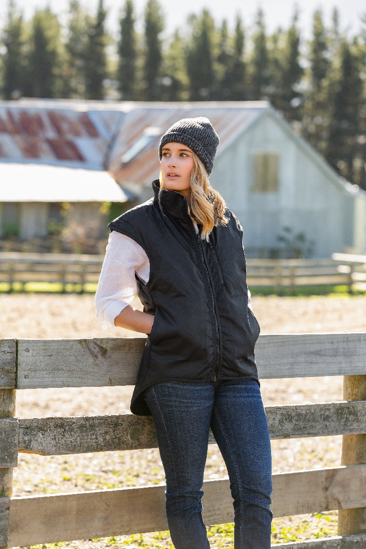 Styx Mill Oilskin Fur Lined Vest - Black