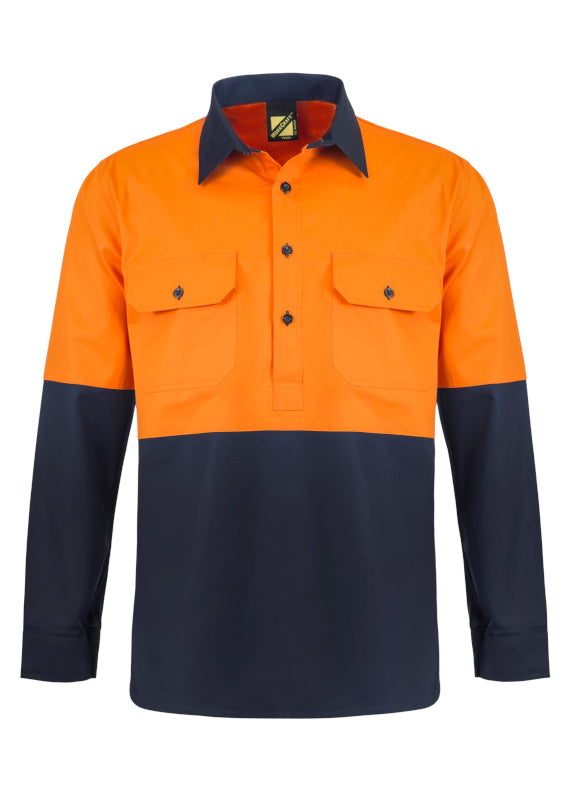Work Craft Hi Vis Two Tone Lightweight Vented Shirt LS WS4255