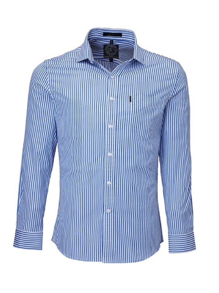 Pilbara Mens Striped Single Pocket Shirt LS RMPC012