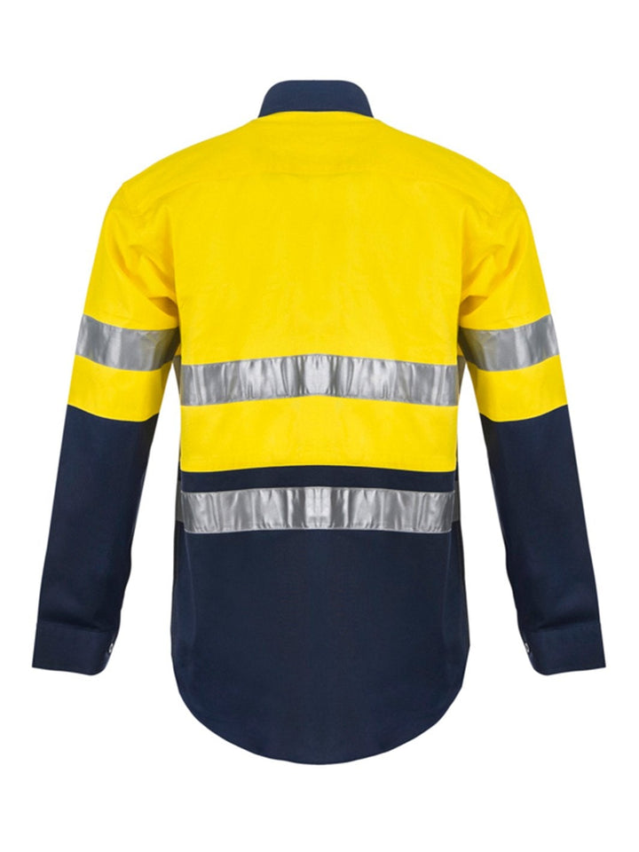 WorkCraft Hi Vis Taped Two Tone Cotton Drill Shirt LS WS4000