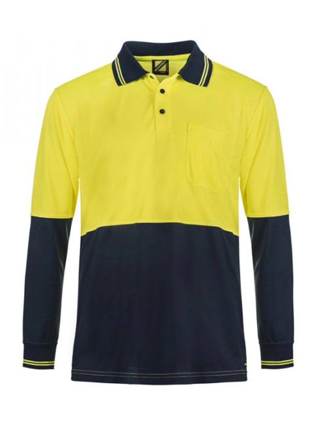 WorkCraft Hi Vis Two Tone Polo Shirt LS w/Pocket WSP402