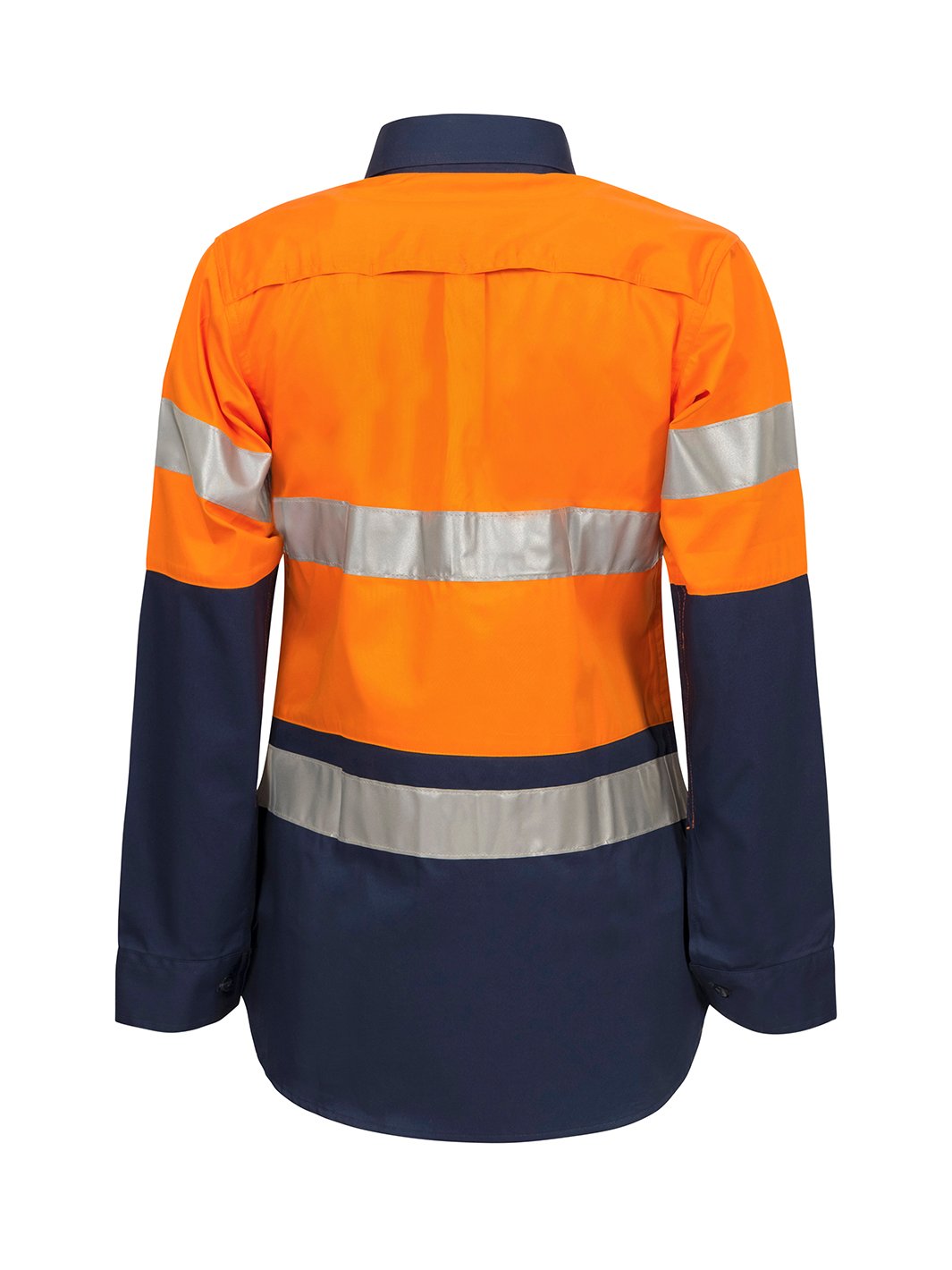 WorkCraft Ladies Hi Vis Taped Two Tone Cotton Drill Shirt LS WSL501