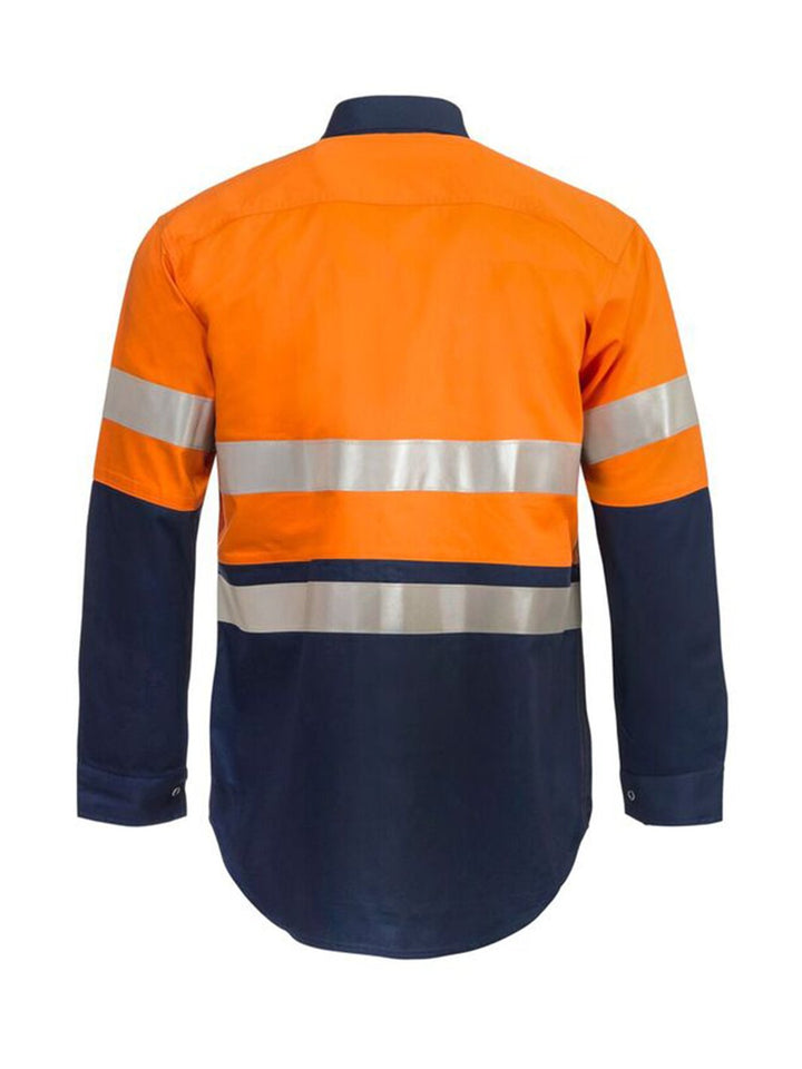 WorkCraft Hi Vis Taped Two Tone Cotton Drill Shirt w/Press Studs WS3072