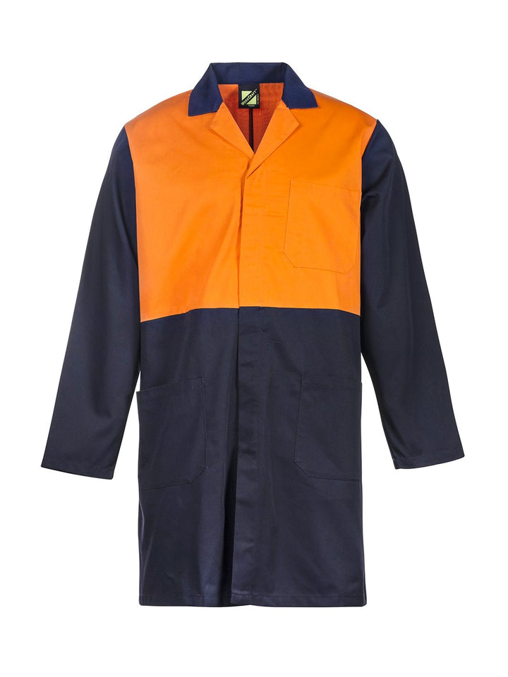 WorkCraft Hi Vis Two Tone Dustcoat w/Patch Pockets LS WJ047