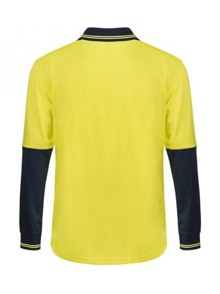 WorkCraft Hi Vis Two Tone Polo Shirt LS w/Pocket WSP402