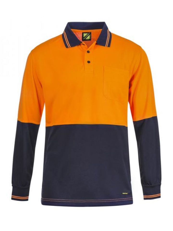 WorkCraft Hi Vis Two Tone Polo Shirt LS w/Pocket WSP402