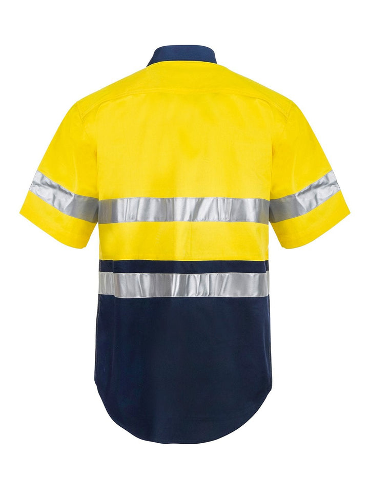 WorkCraft Hi Vis Taped Two Tone Cotton Drill Shirt WS4001
