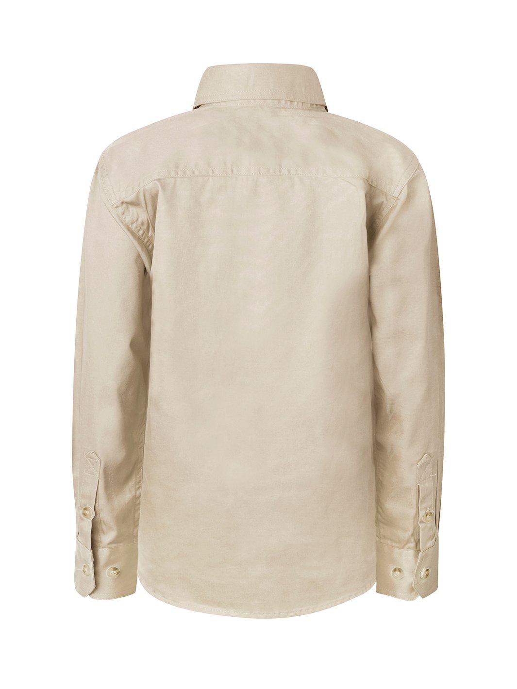WorkCraft Kids Lightweight Half Placket Cotton Drill Shirt w/Contrast Buttons LS WSK131 - Cream