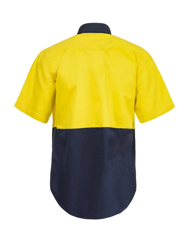 WorkCraft Hi Vis Two Tone Cotton Drill Shirt w/Press Studs WS3063
