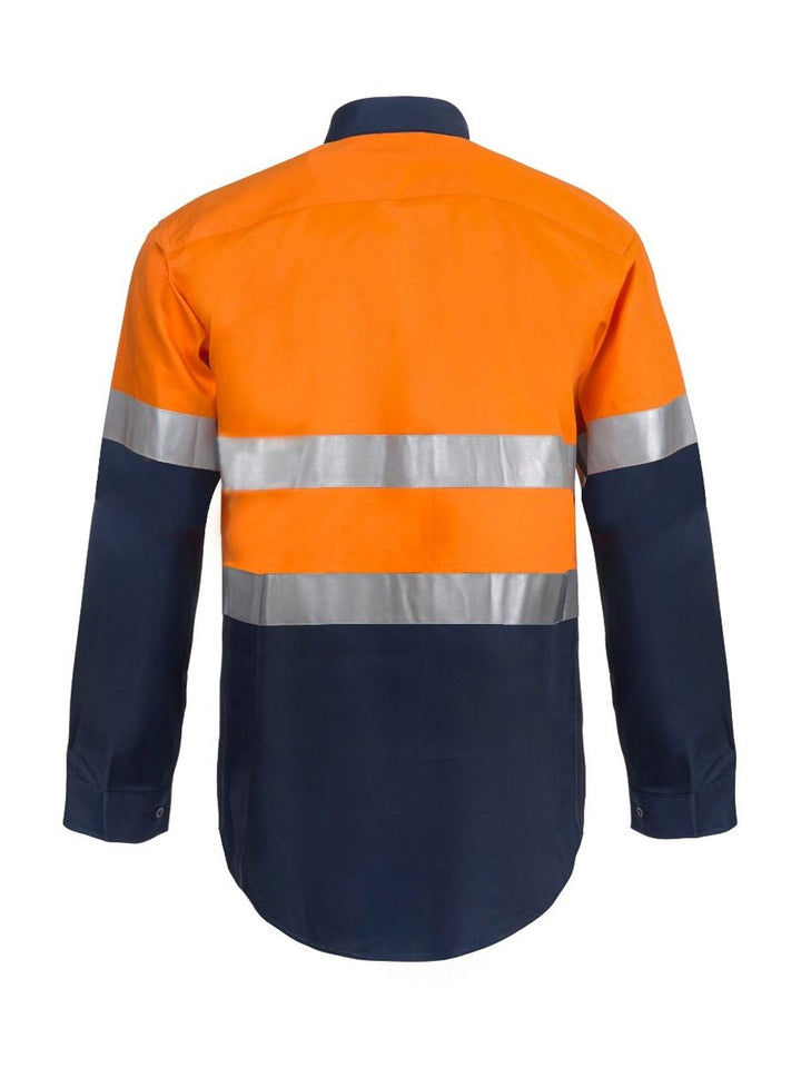 WorkCraft Hi Vis Taped Two Tone Cotton Drill Shirt LS WS4000